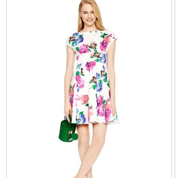 kate spade Dresses & Skirts - Kate Spade NWT Floral Dress White Blooms Fit and Flare Pink 0